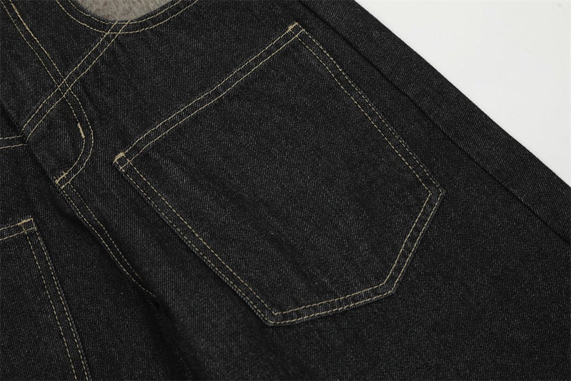 Fleece-Waist Wide-Leg Denim Pants | Dark Wash Street Style