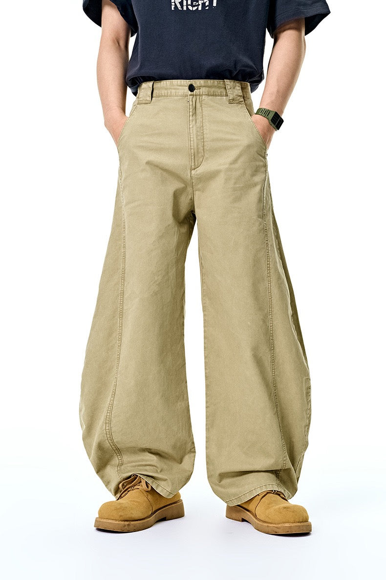 Washed Wide-Leg Cotton Pants | Relaxed Streetwear Fit