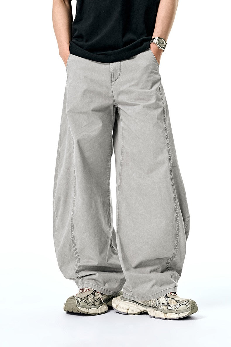 Washed Wide-Leg Cotton Pants | Relaxed Streetwear Fit