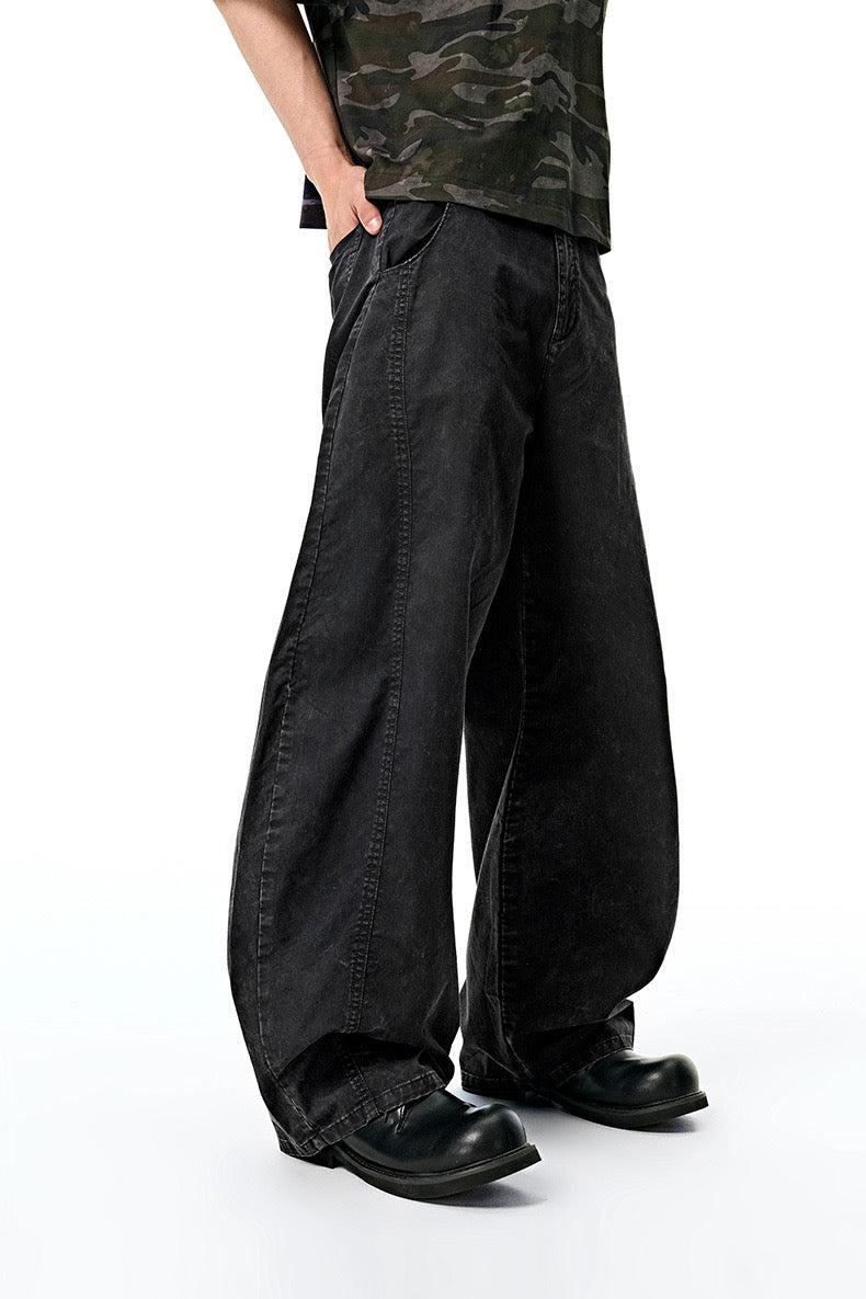 Washed Wide-Leg Cotton Pants | Relaxed Streetwear Fit