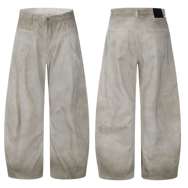 Omirad Washed Balloon Denim Pants | Wide Curved-Leg