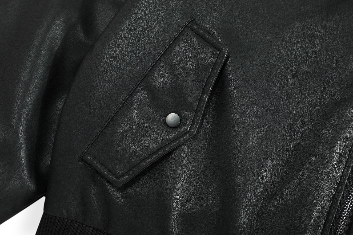 Omirad Fur-Lined PU Bomber Jacket | Black Streetwear