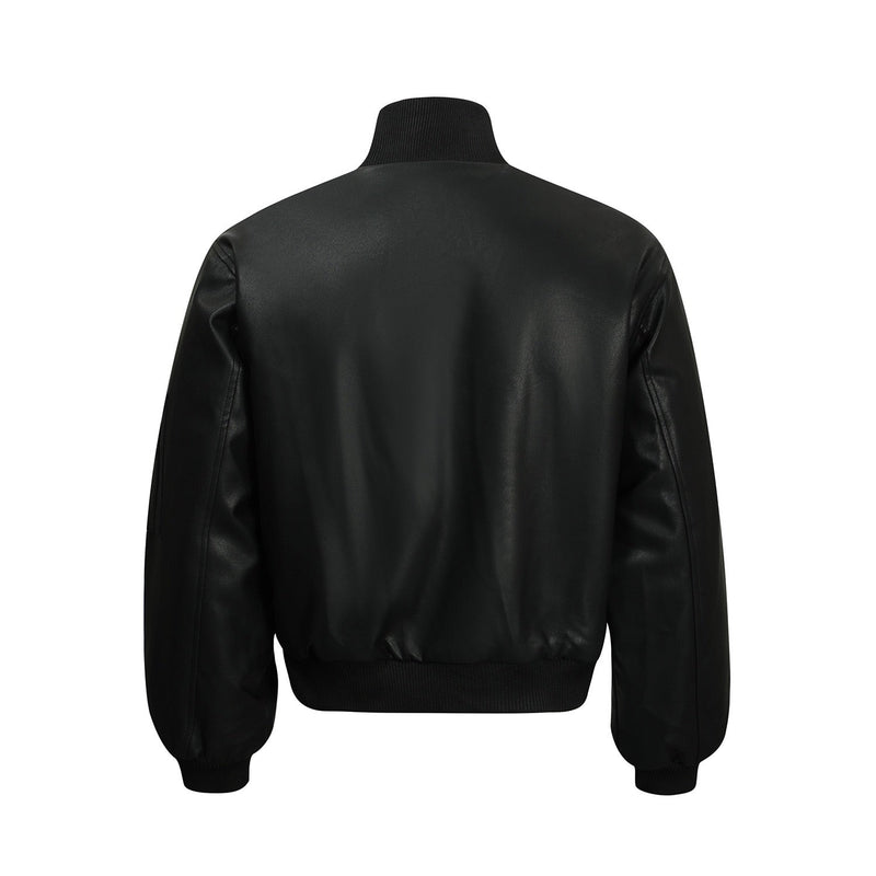 Omirad Fur-Lined PU Bomber Jacket | Black Streetwear