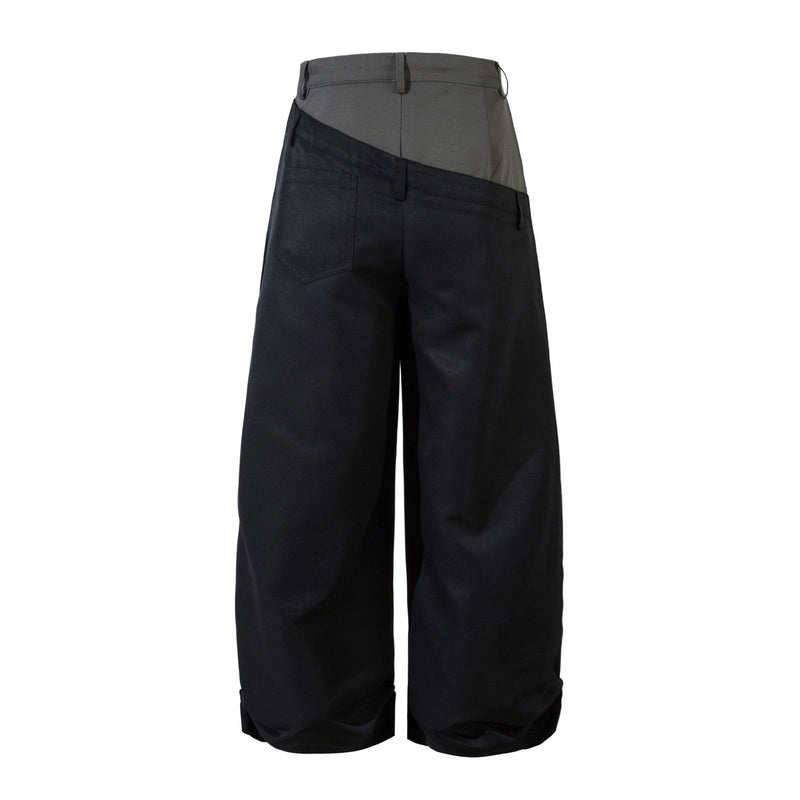 Two-Tone Panel Wide-Leg Pants | Streetwear Trousers