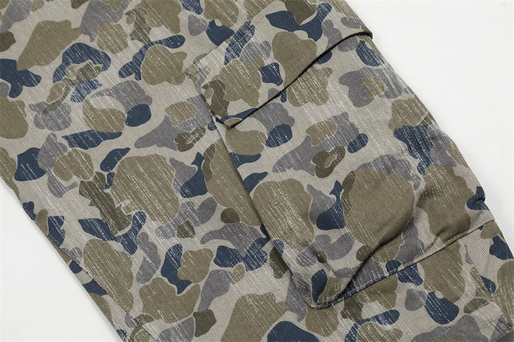 Omirad Corduroy Camouflage Wide-Leg Cargo Pants