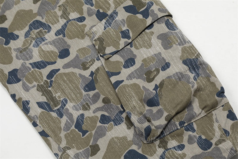 Omirad Corduroy Camouflage Wide-Leg Cargo Pants