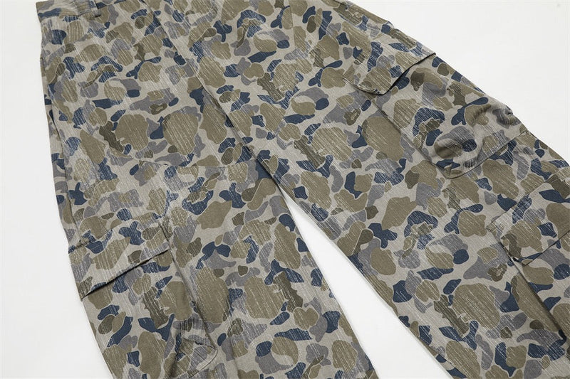 Omirad Corduroy Camouflage Wide-Leg Cargo Pants
