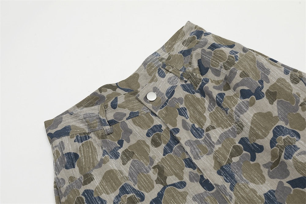 Omirad Corduroy Camouflage Wide-Leg Cargo Pants