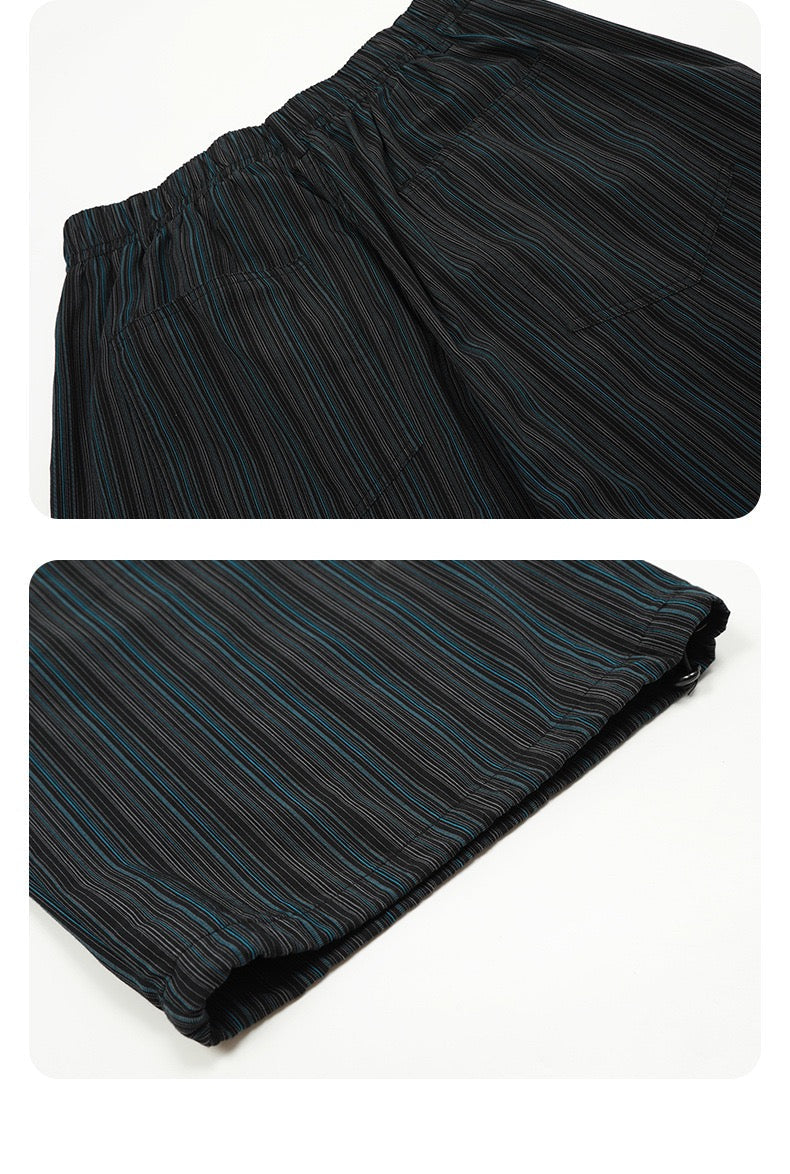 Omirad Striped Relaxed Wide-Leg Cotton Pants