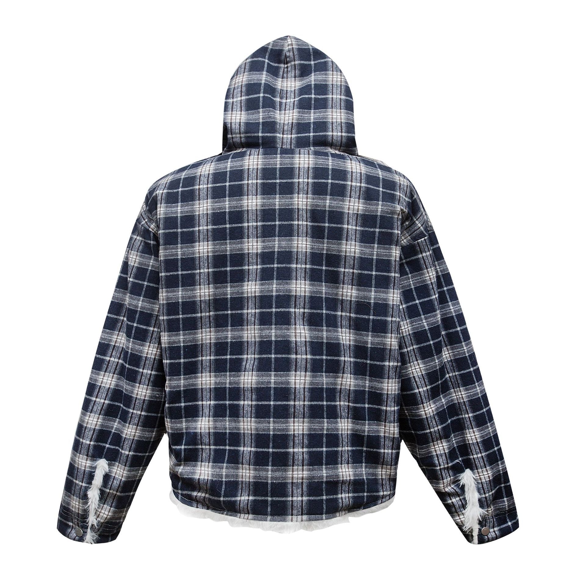 Omirad Plaid Fur-Hood Cotton Jacket | Winter Streetwear