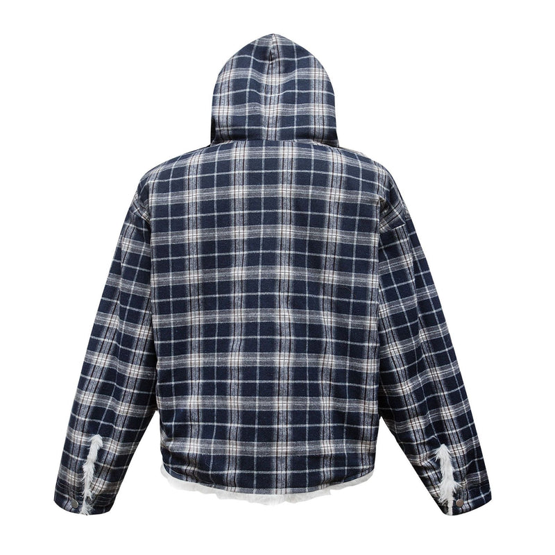 Omirad Plaid Fur-Hood Cotton Jacket | Winter Streetwear