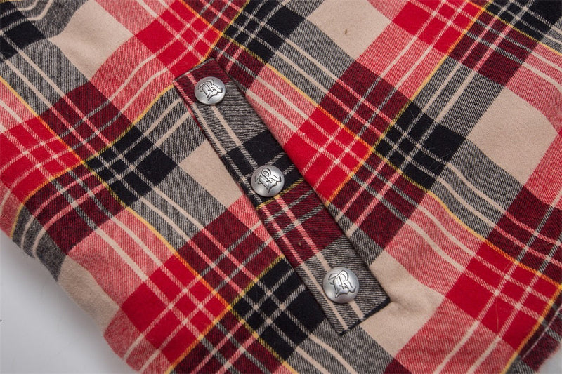 Omirad Plaid Fur-Hood Cotton Jacket | Winter Streetwear