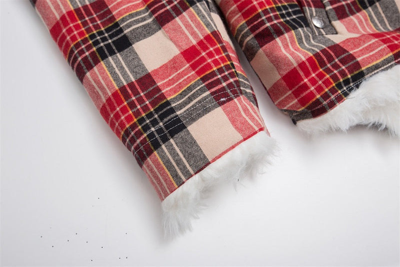 Omirad Plaid Fur-Hood Cotton Jacket | Winter Streetwear
