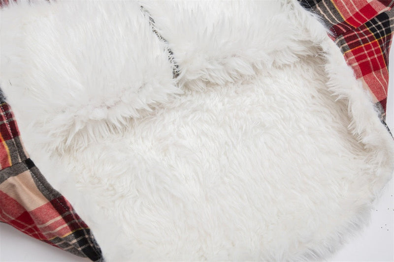 Omirad Plaid Fur-Hood Cotton Jacket | Winter Streetwear