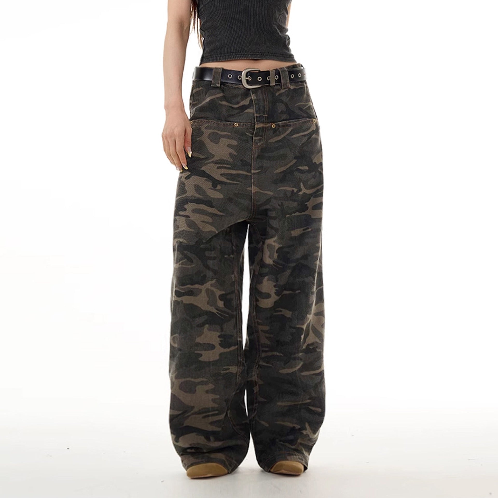 Omirad Camouflage Balloon Wide-Leg Jeans | Streetwear