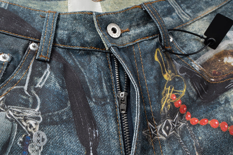 Omirad Hardware Washed Wide-Leg Jeans | Distressed Denim