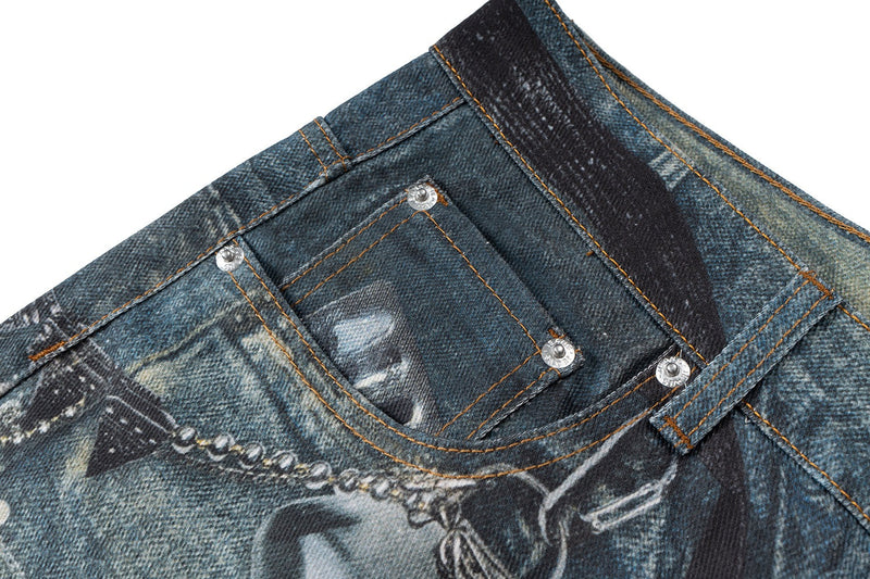 Omirad Hardware Washed Wide-Leg Jeans | Distressed Denim