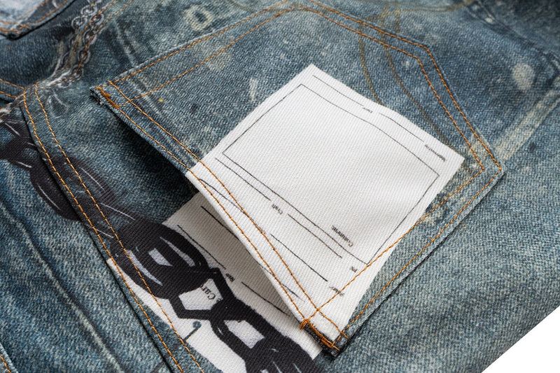 Omirad Hardware Washed Wide-Leg Jeans | Distressed Denim