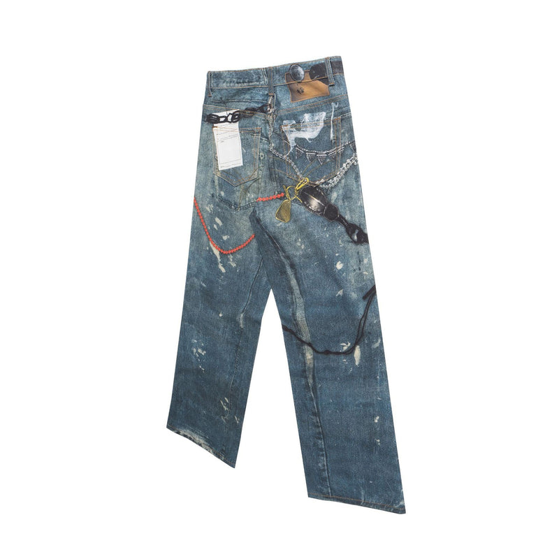 Omirad Hardware Washed Wide-Leg Jeans | Distressed Denim
