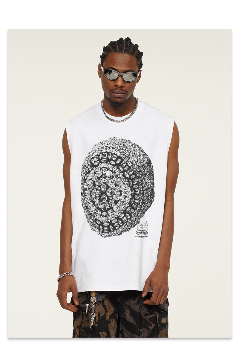 Crystal Skull Graphic Sleeveless Tee | Streetwear Muscle Fit