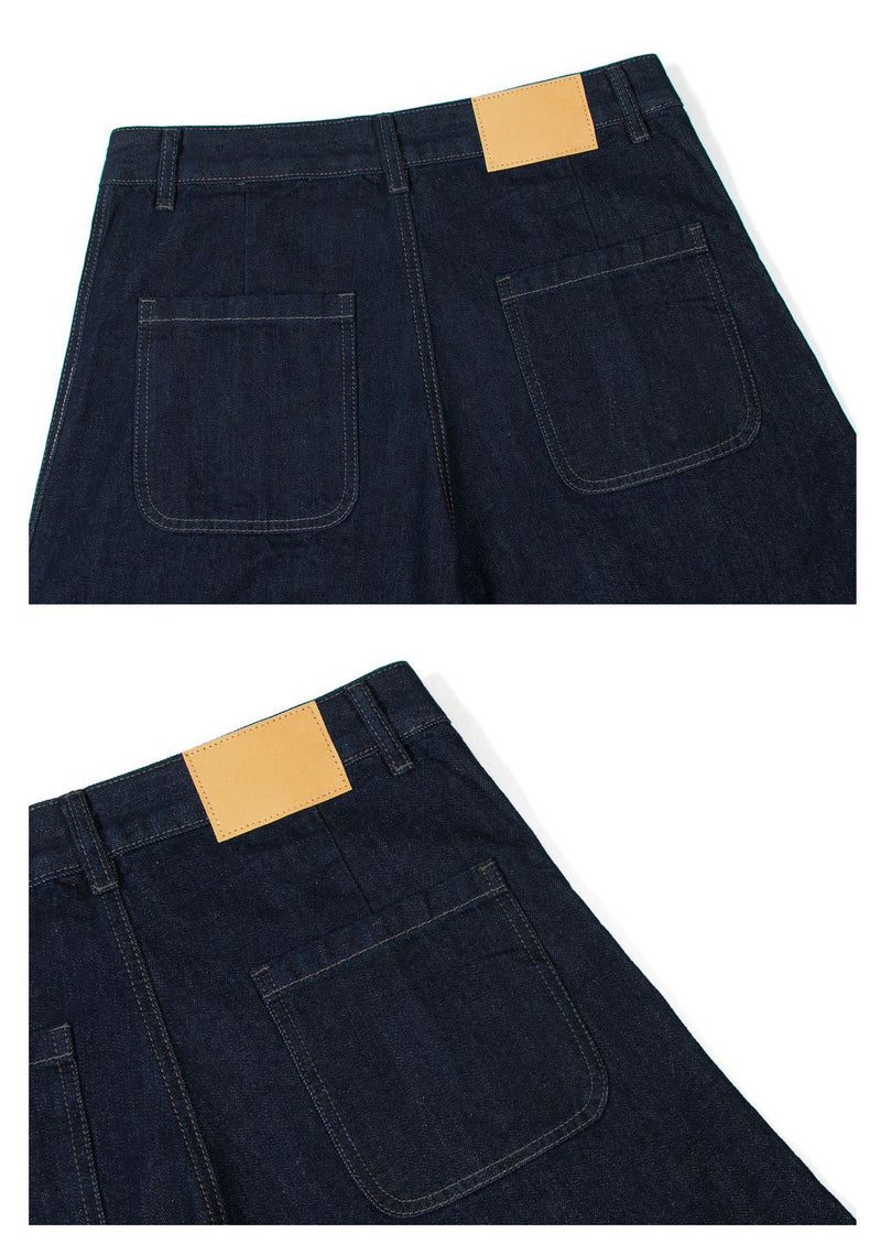 Curved Seam Wide-Leg Denim Pants | Oversized Barrel Fit