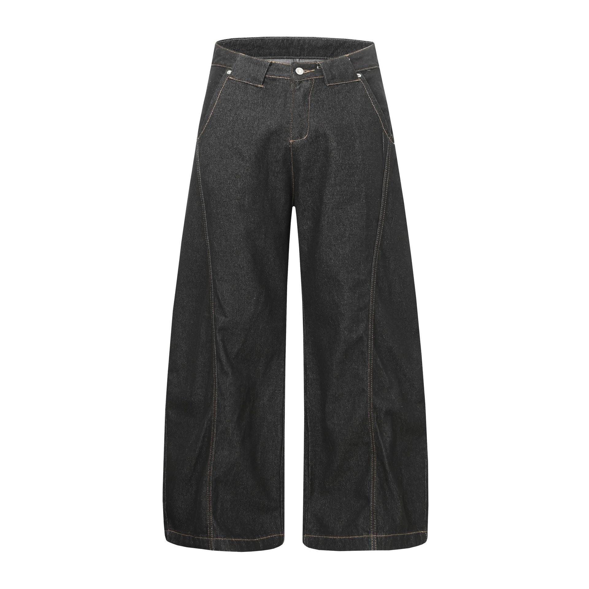 Omirad Panel Wide-Leg Cotton Denim Pants | Dark Wash