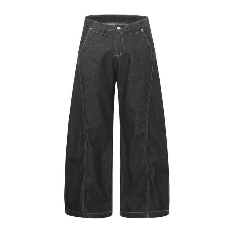 Omirad Panel Wide-Leg Cotton Denim Pants | Dark Wash
