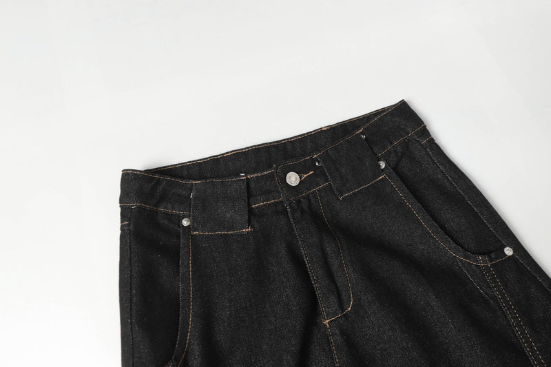 Omirad Panel Wide-Leg Cotton Denim Pants | Dark Wash