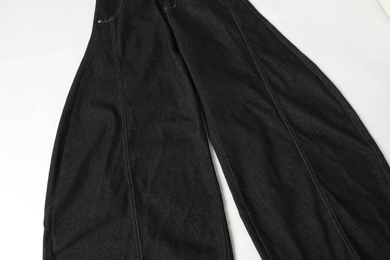 Omirad Panel Wide-Leg Cotton Denim Pants | Dark Wash
