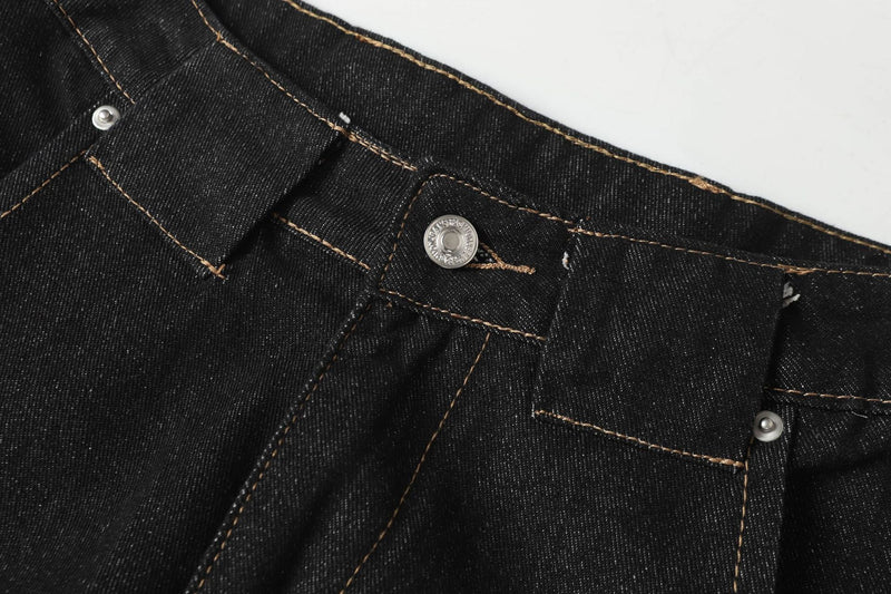 Omirad Panel Wide-Leg Cotton Denim Pants | Dark Wash