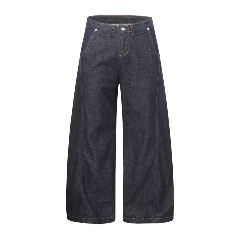 Omirad Panel Wide-Leg Cotton Denim Pants | Dark Wash