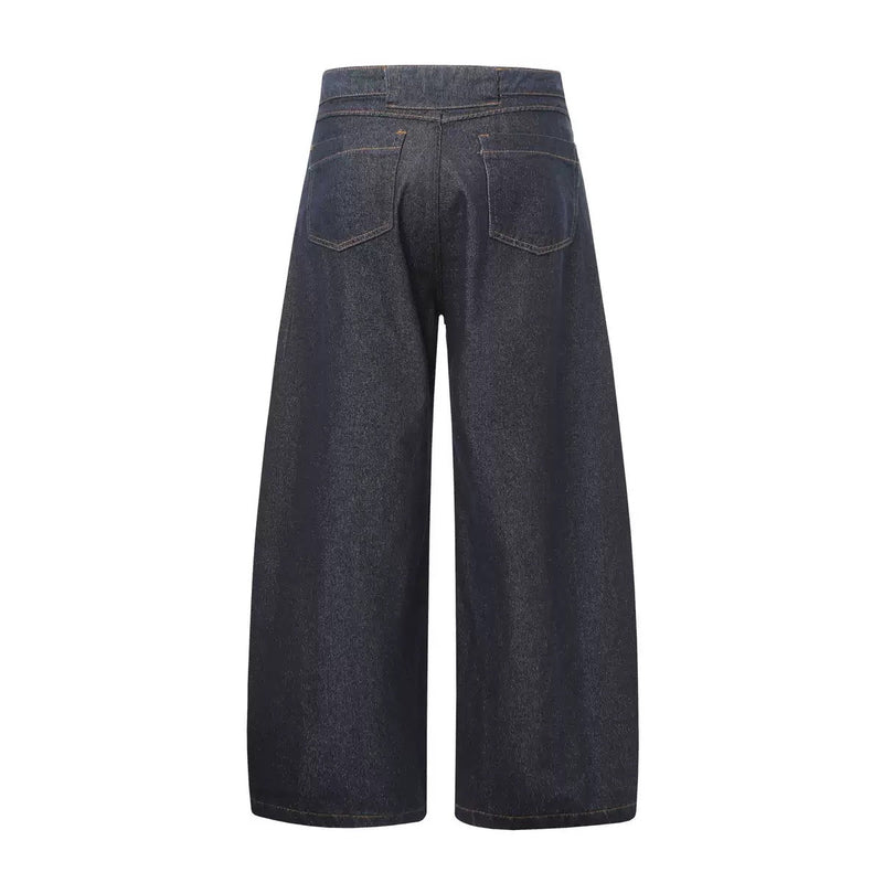 Omirad Panel Wide-Leg Cotton Denim Pants | Dark Wash