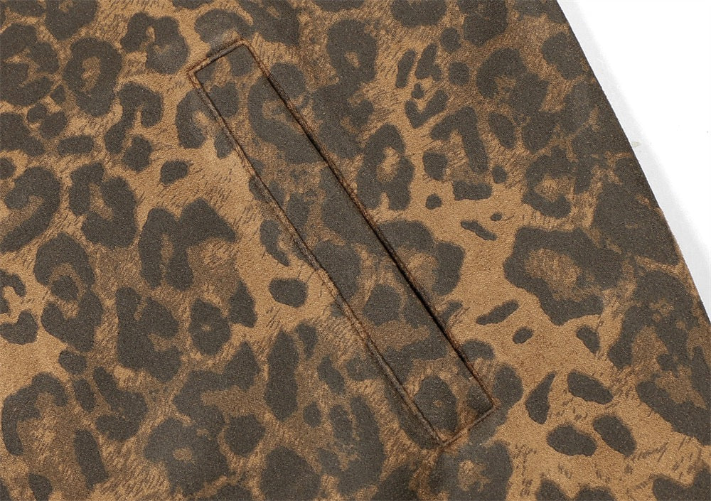 Leopard Print Track Jacket with Side Stripes | Relaxed Fit