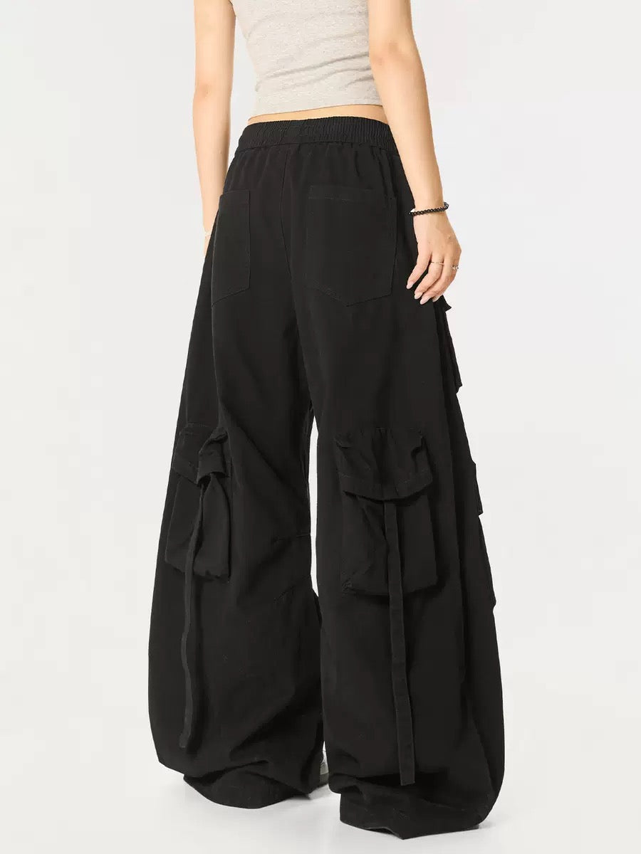 Multi-Pocket Cargo Barrel Pants | Wide Leg Streetwear