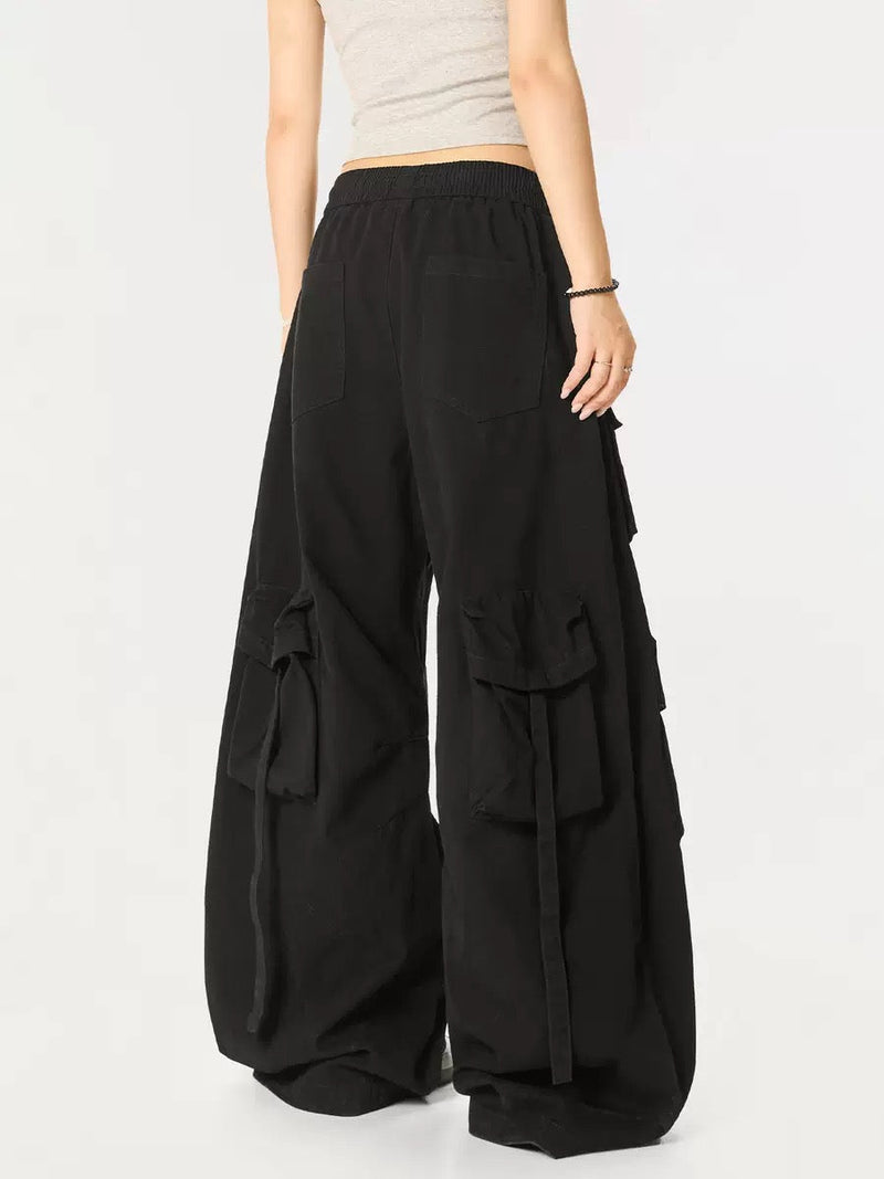 Multi-Pocket Cargo Barrel Pants | Wide Leg Streetwear