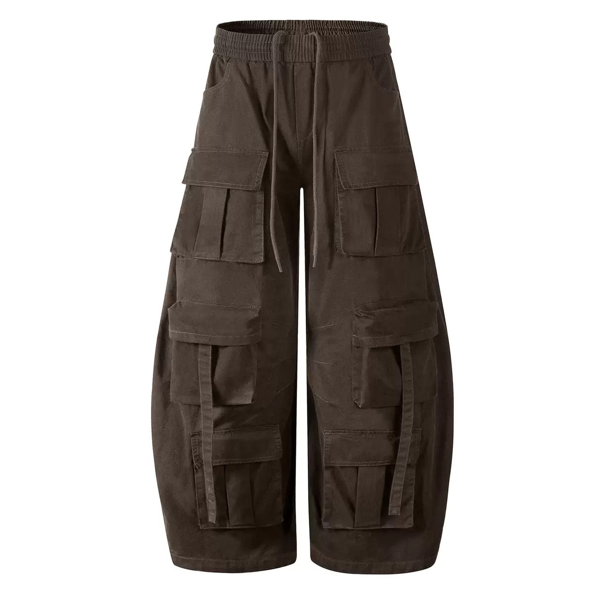 Multi-Pocket Cargo Barrel Pants | Wide Leg Streetwear