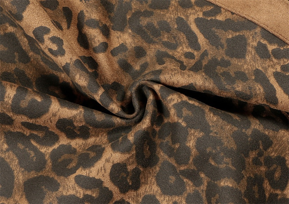 Leopard Print Wide-Leg Pants with Athletic Side Stripes