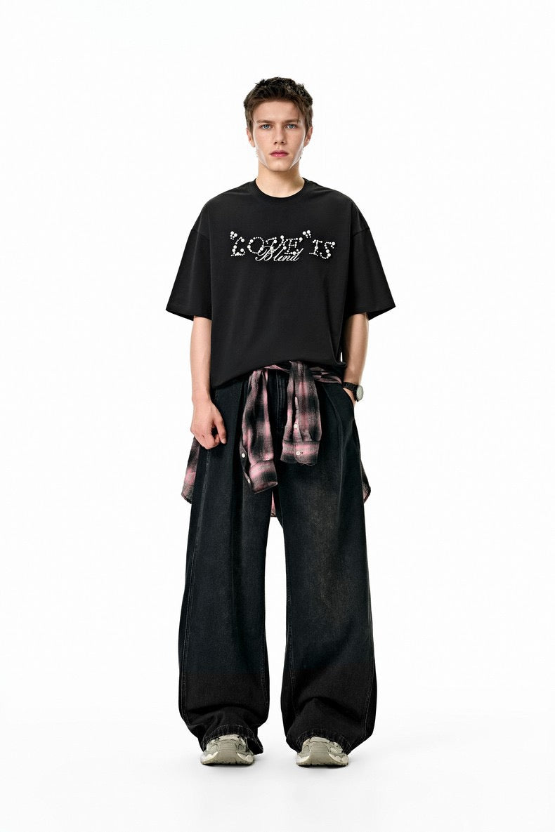 Love Is Blind Pearl Rhinestone Script Graphic Tee | Streetwear