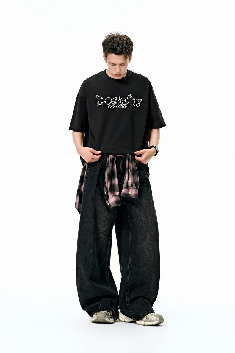 Love Is Blind Pearl Rhinestone Script Graphic Tee | Streetwear