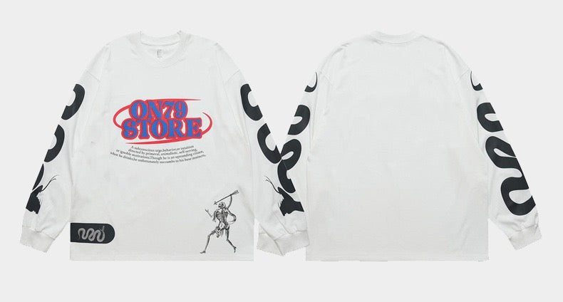 ON79 Store Graphic Long-Sleeve Oversized Cotton Tee