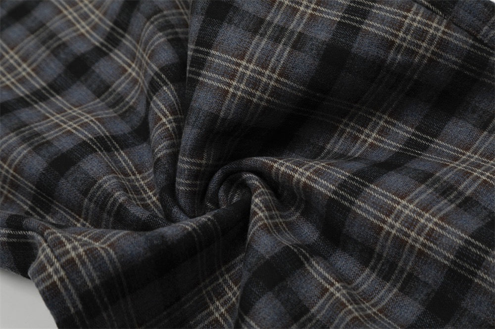 Layered Fleece Waist Plaid Wide-Leg Pants | Street Style