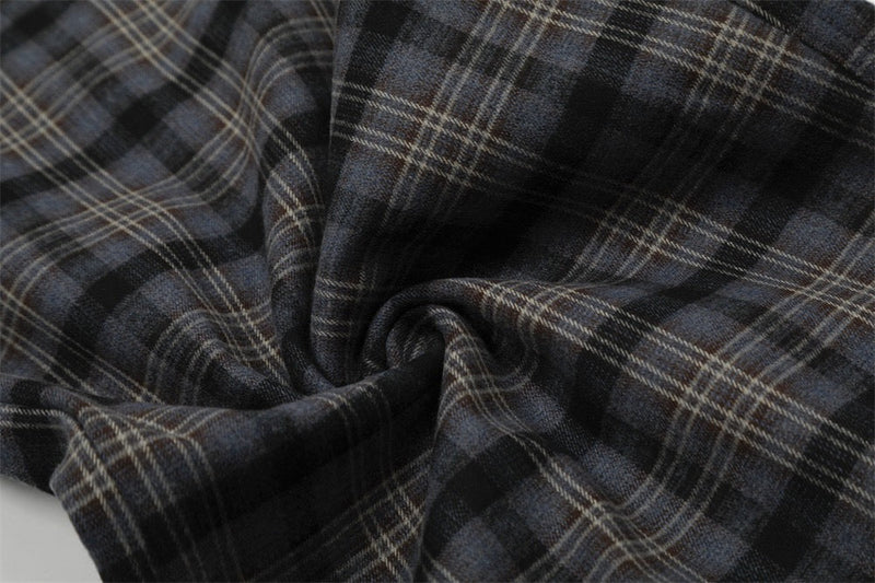 Layered Fleece Waist Plaid Wide-Leg Pants | Street Style