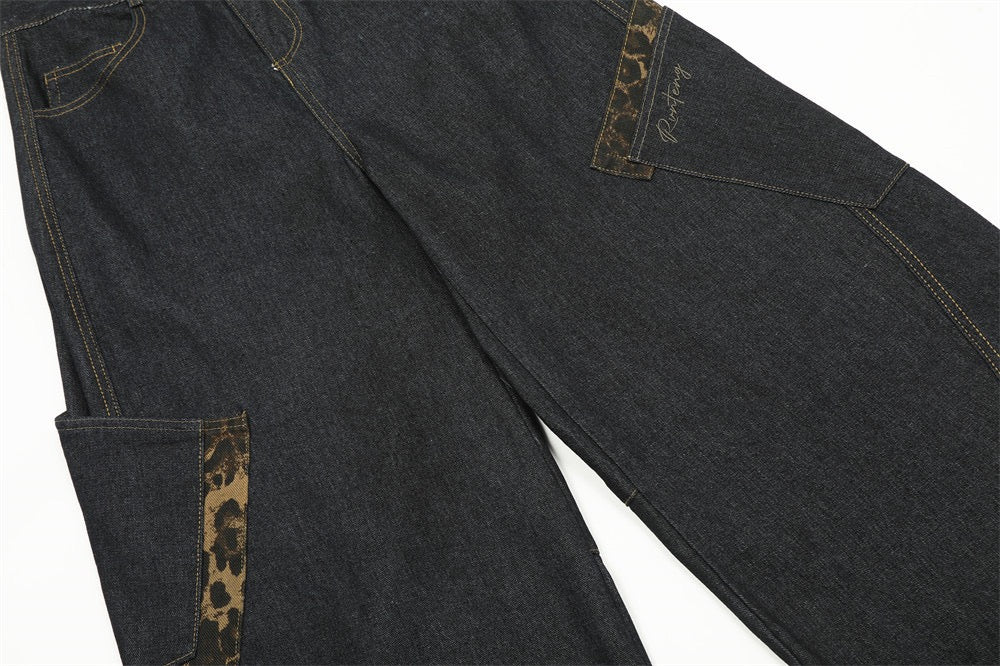 Omirad Camouflage Patchwork Wide-Leg Jeans | Streetwear Denim