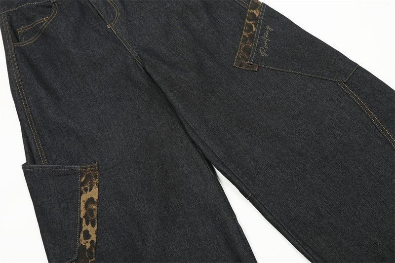 Omirad Camouflage Patchwork Wide-Leg Jeans | Streetwear Denim