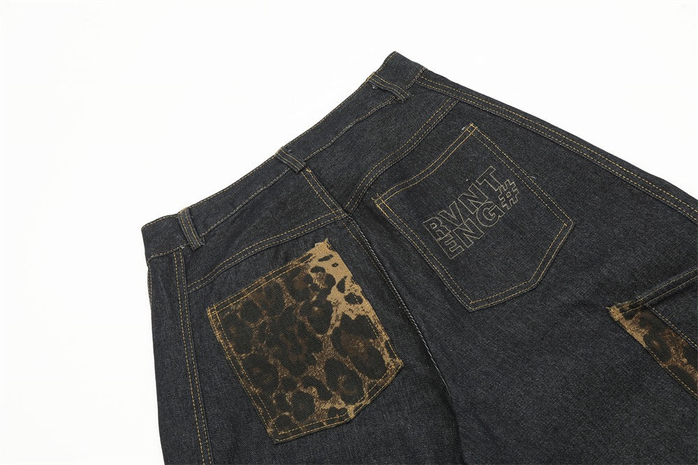 Omirad Camouflage Patchwork Wide-Leg Jeans | Streetwear Denim
