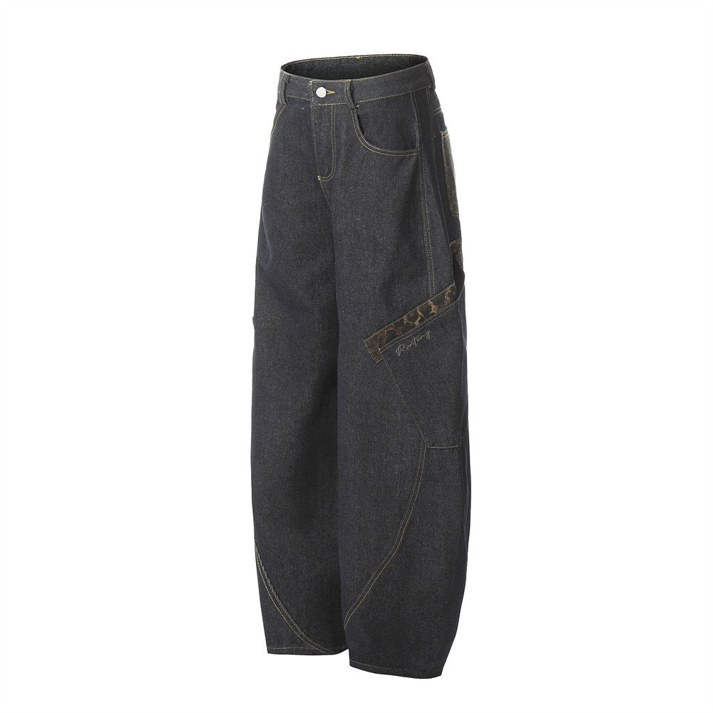 Omirad Camouflage Patchwork Wide-Leg Jeans | Streetwear Denim