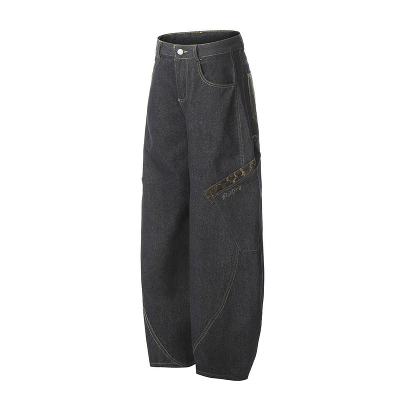 Omirad Camouflage Patchwork Wide-Leg Jeans | Streetwear Denim