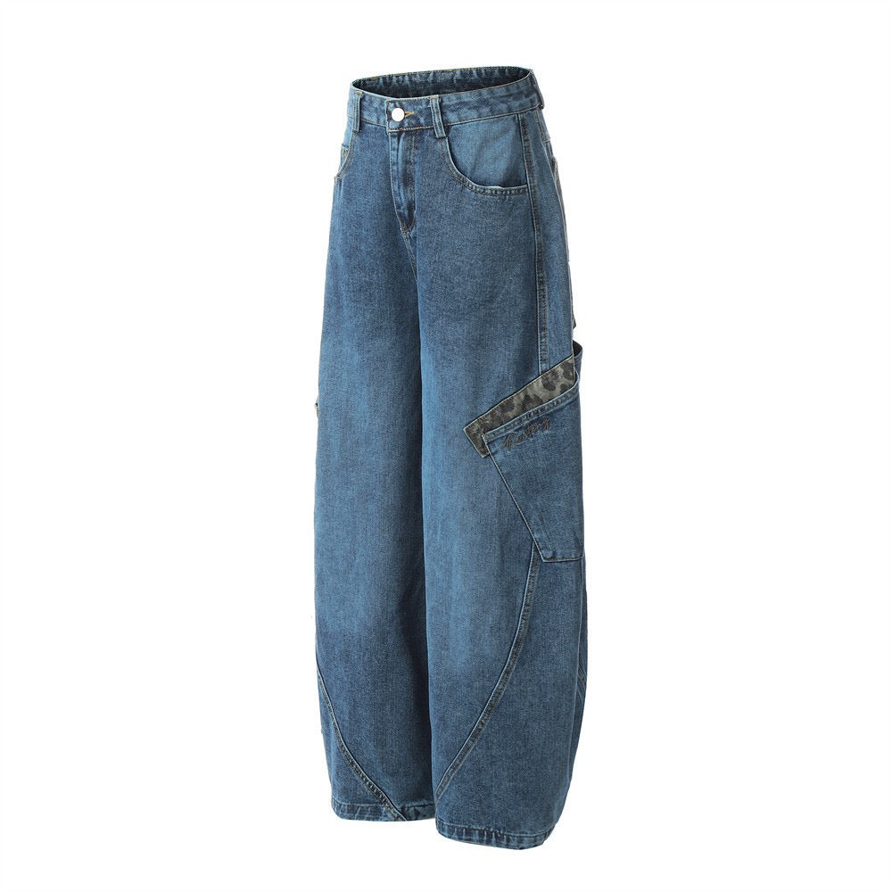 Omirad Camouflage Patchwork Wide-Leg Jeans | Streetwear Denim