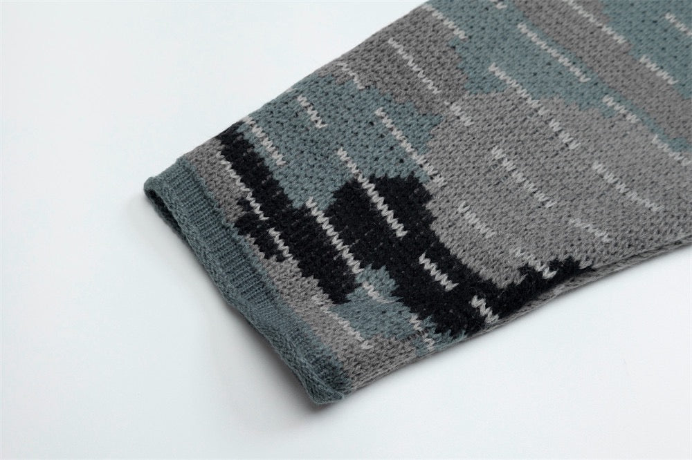 Tactical Camo Jacquard Knit Pullover Sweater | SEAKOFF