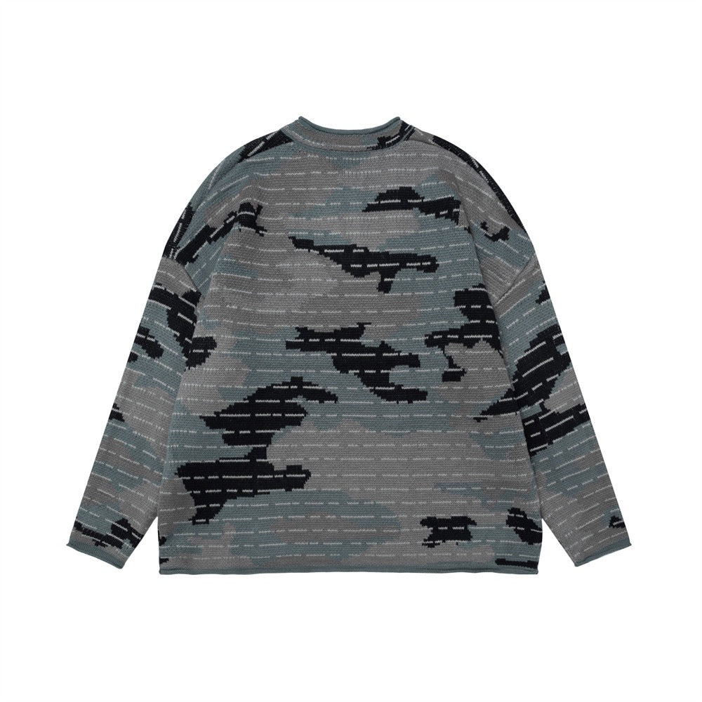 Tactical Camo Jacquard Knit Pullover Sweater | SEAKOFF
